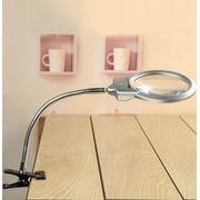 Gaiseeis New Lighted Table Top Desk Magnifier Magnifying Glass with Clamp Silver Black