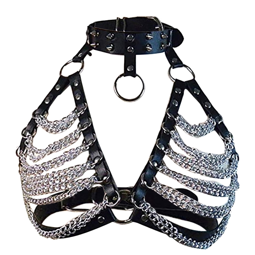Leather Harness Cage Bra