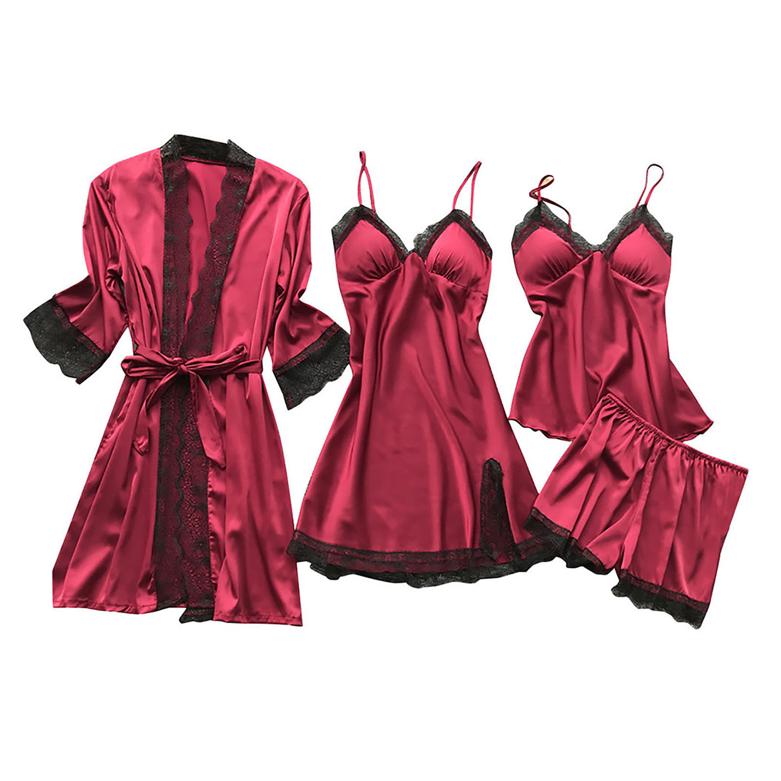 Gaiseeis Women's Sexy Nightgown Long Nightgown Can Be Love Nightgown Red L