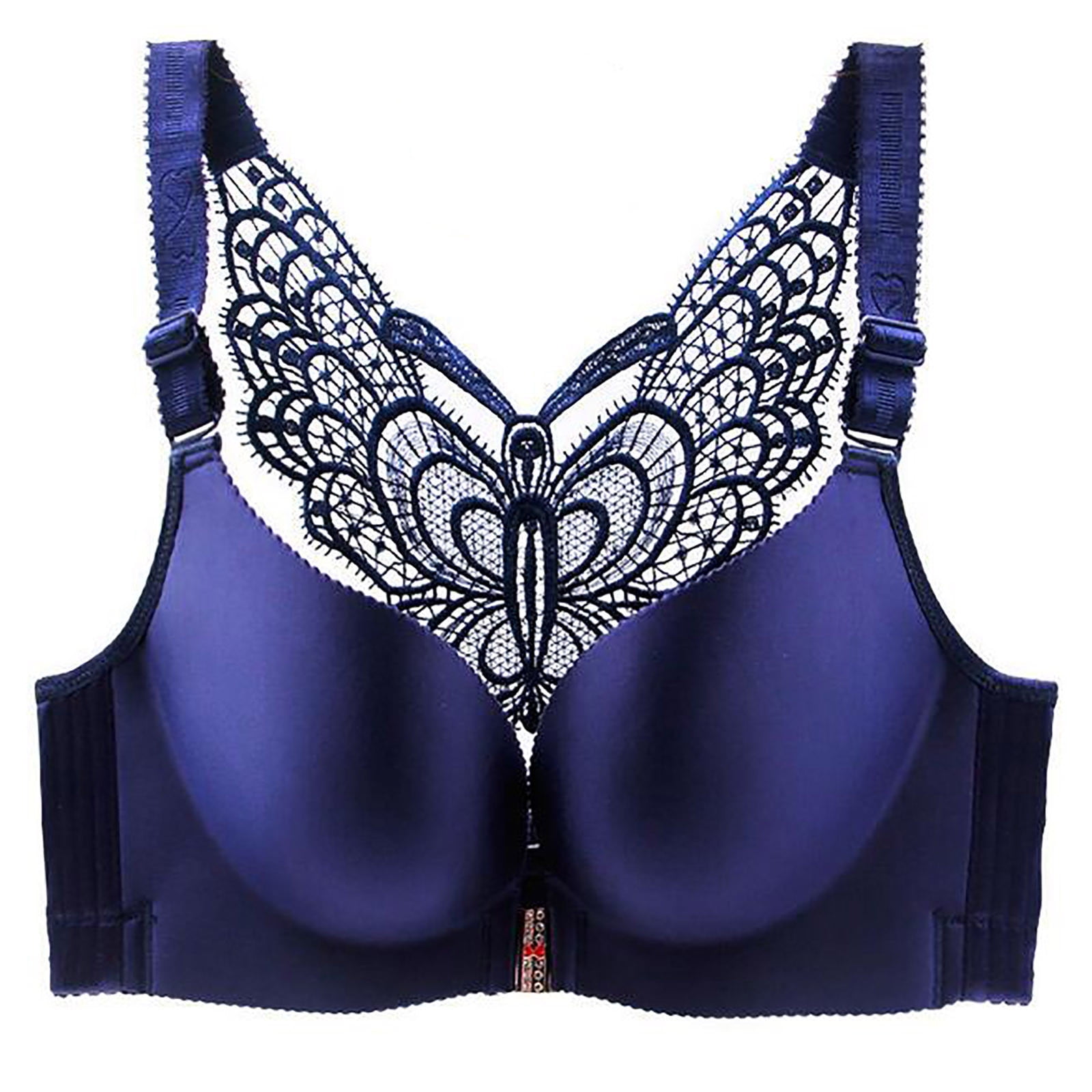 Gaiseeis Women's Solid Bra Wire Underwear Front Closure Butterfly