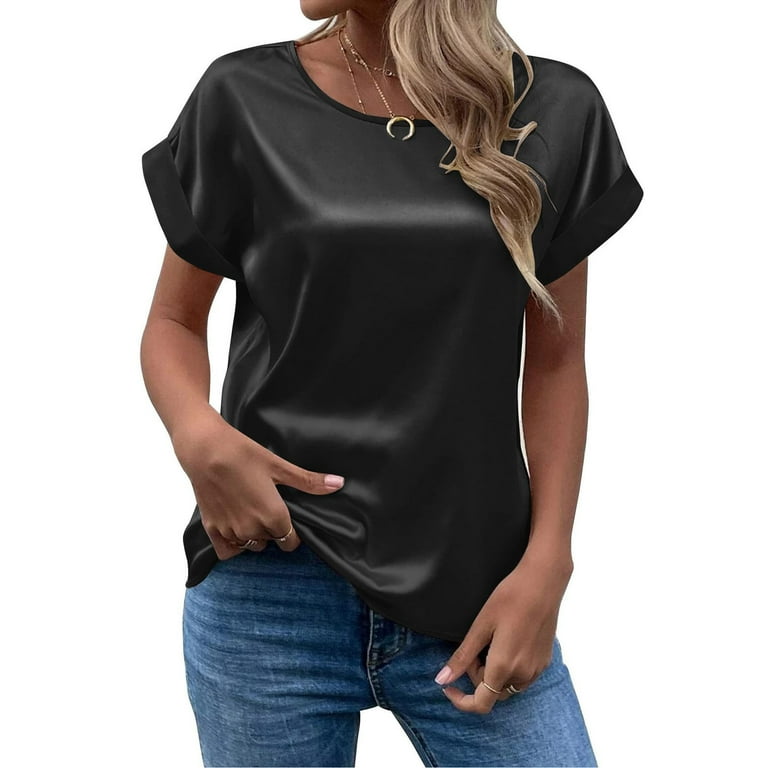 Black silk clearance blouse short sleeve