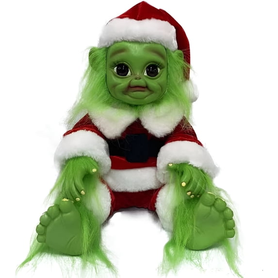 Gaishi Christmas Plush Toy, 11 Inch Cartoon Latex Ugly Green Monster Doll for Holiday Decoration & Gift,Red