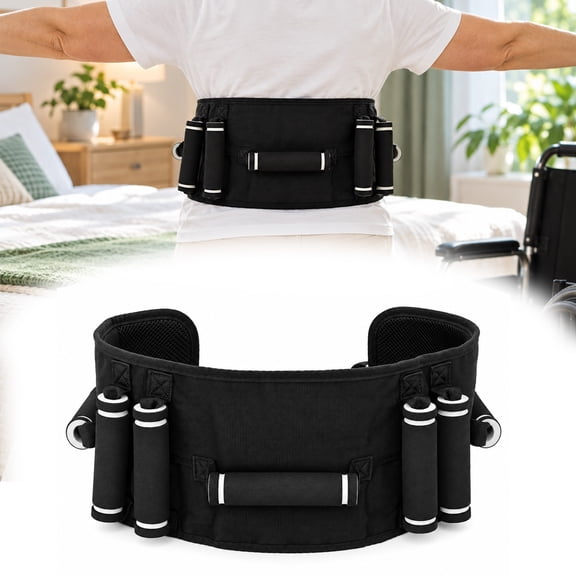 Gait Transfer Belt, Adjustable Elderly Transfer Belt with 7 Handles for Elderly, Oxford Fabric Mobility Aid Gait Belt for Seniors Caregiver Assisted Walking Moving Support