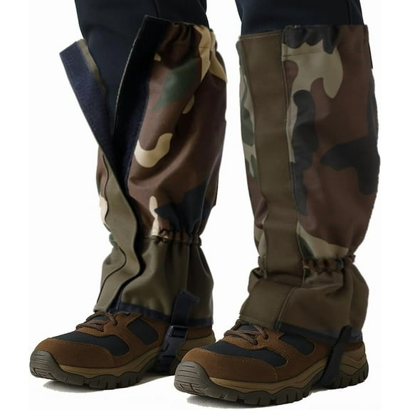 Gaiters for Hiking Boots, Waterproof & Adjustable Leg Protection for Weed Eating, Ideal Use as Tick Gaiters for Hiking Boots,Camo