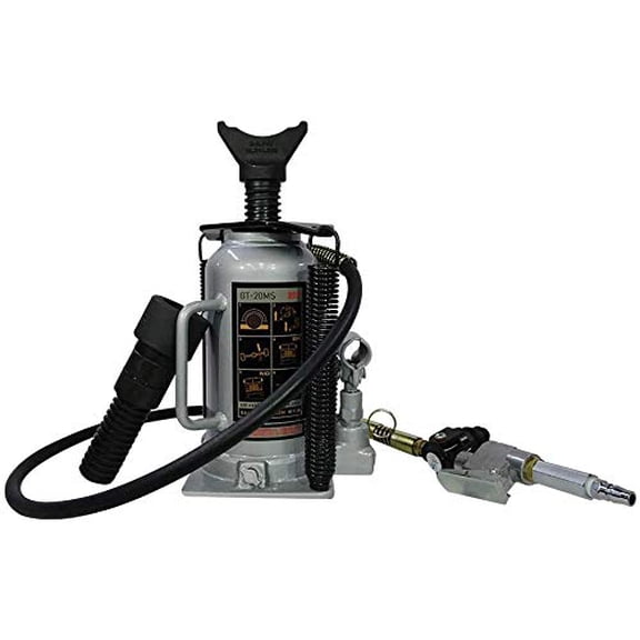 Gaither Moore-Safe Pneumatic Air Hydraulic Bottle Jack with Interchangeable Adaptor Heads - 20 Ton Lifting Capacity