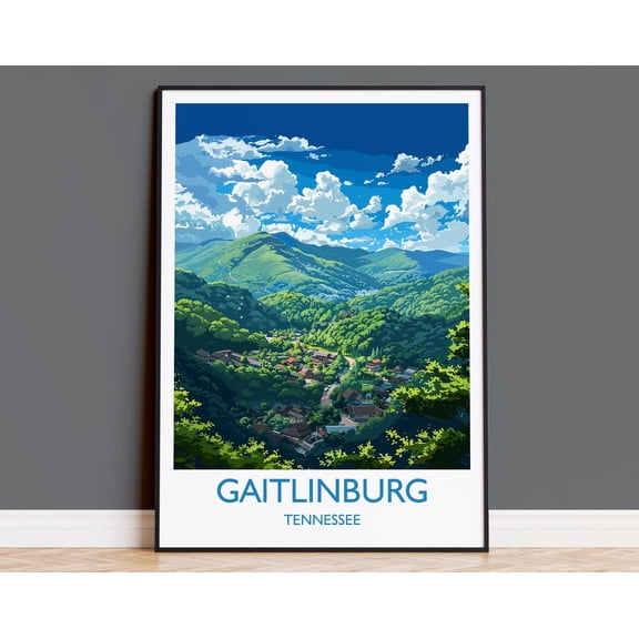 Gaitlinburg Travel Print Wall Art, Travel Poster of Gaitlinburg, Gaitlinburg Art Lovers Gift, Tennessee, USA Art Gift, 24x36 UNFRAMED