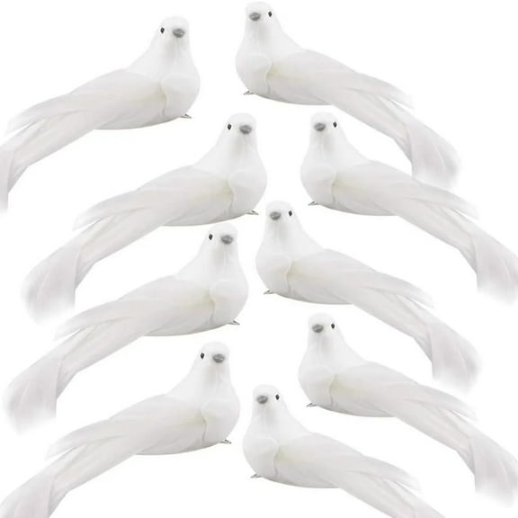 Gaiwos 12 PCS Artificial White Doves 3 inches, Artificial White Birds with Real Feathers and Metal Clip, for Christmas Tree Ornaments Home Wedding Decoration Arts and Crafts