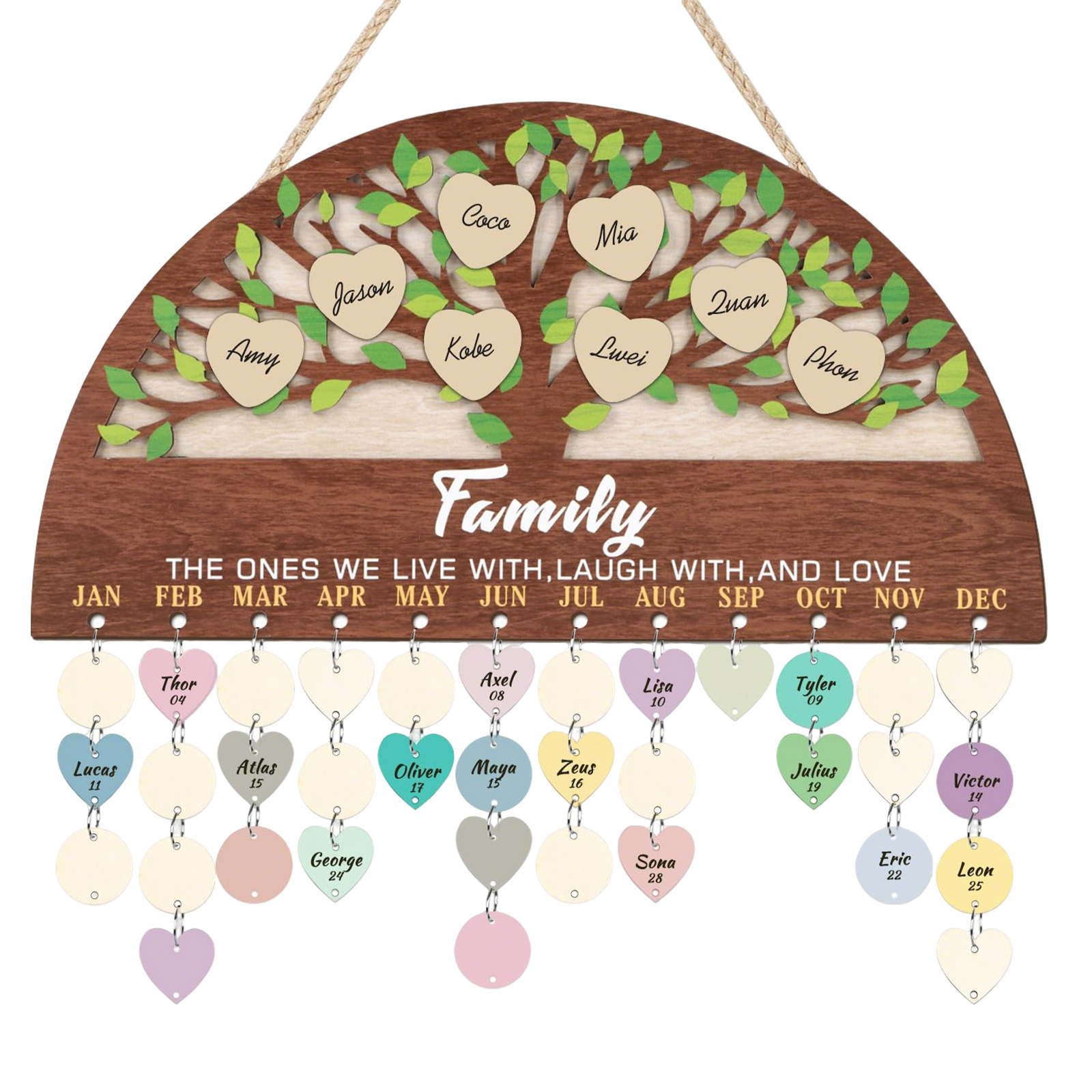 Gaiwos 3D Family Tree Birthday Calendar Plaque with 130 pcs Tags, DIY ...