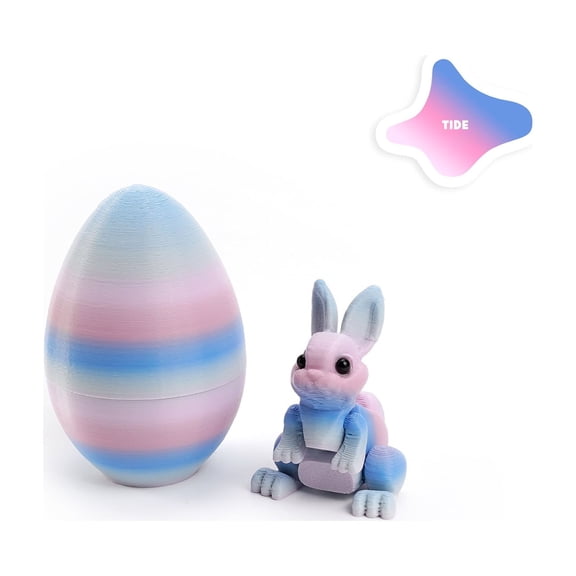 Gaiwos 3D Printed Easter Eggs with Bunny Inside 2.36 inches, Easter Basket Stuffers, Articulated Flexible Bunny Figurine, Easter Rabbit Eggs Gift for Kids