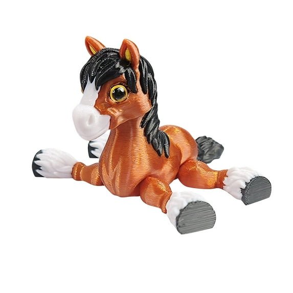 Gaiwos 3D Printing Horse Figurine 3.7 inches, Simulated Horse Statue with Movable Legs Flexible Joint, Year of Horse Gift for Kids, Home Office Decor