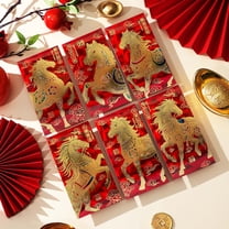 Gaiwos 6 PCS Chinese Red Envelopes 2026, Chinese New Year Red Envelope, Large Lucky Money Envelope Lunar Horse Year Hong Bao with Gold Foil Embossed Pattern and Greetings for Spring Festival