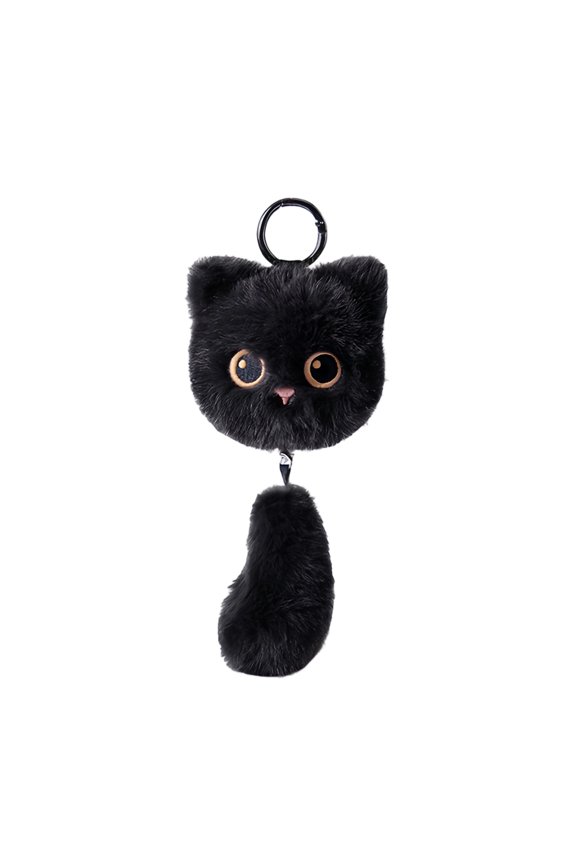 Adorable Cartoon Plush Cat Keychain and Tail 6 inches, Faux Cat Tail Keychain, Bag Charm Keychain Accessories for Handbag Purse Car Key Bag