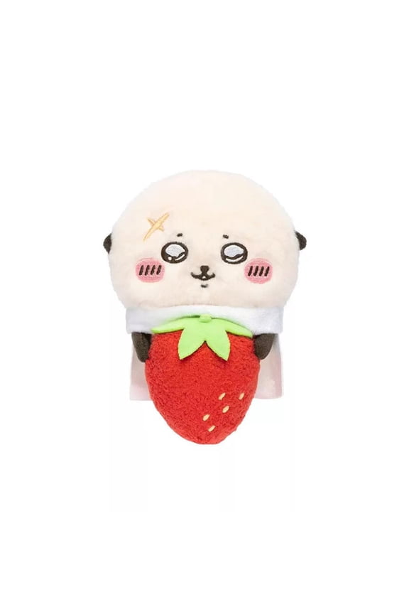Adorable Chiikawa Plush Keychain 4.7 inches, Rakko Plush Toy Holding Strawberry, Cute Anime Doll Pendant, Soft Stuffed Toy Backpack Bag Decoration, Ideal Birthday Gift for Fans & Kids