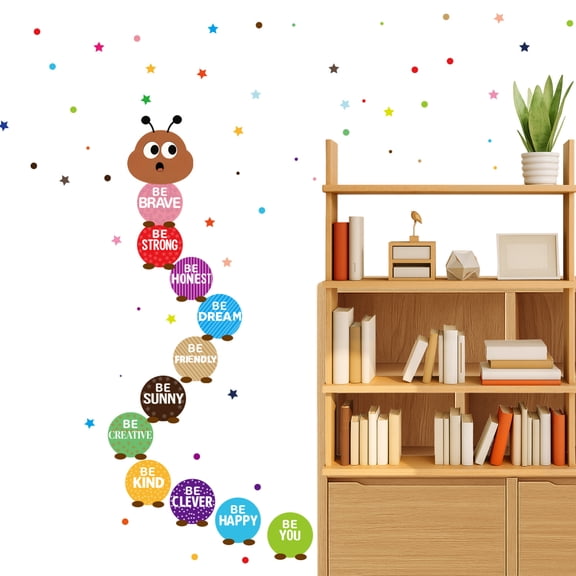 Gaiwos Back to School Wall Stickers, Colorful Inspirational Quotes Decor, Cartoon Educational Themed Removable Decals for Study Room Home Office Decor, 35.4 * 11.4 in