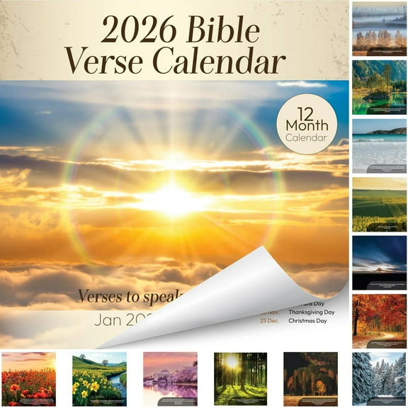 Gaiwos Bible Verse Calendar 2026, 12 Monthly Religious Spiritual Scripture Gifts for Men, Women, NIV Biblical Quotes Catholic Present, Jesus Faith Home Office Decor