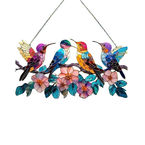 Gaiwos Bird Suncatcher Acrylic Window Hangings 6 inches, Unique Garden Gift for Mom Handmade Modern Home Decor, Sun Catchers Windows Indoor Hanging Decorations Outdoor