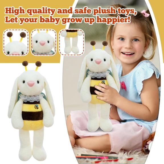 Gaiwos Bunny Bee Plush 15.7 Inches, Kawaii White Bunny Plush with Honeybee Outfit, Cute Plushies Rabbit Stuffed Animal, Soft Huggable Plushies Toy for Kids Birthday Gifts