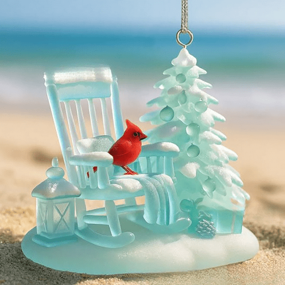 Gaiwos Cardinal Ornaments 4 inches, 2D Topper Figurine with Rocking Chair Design, Cardinal Bird Pendant, for Mom Teacher Women Coworkers Friend Grandma Home Window Decor