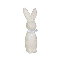 Gaiwos Easter Bunny Ornament 10 inches, Flocked Velvet Bunny Ornaments with Ribbon Bow, Spring Courtyard Lawn Garden Tabletop Sculpture Decoration for Easter Gift Party