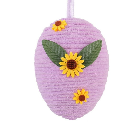 Gaiwos Easter Egg Ornament 5 inches, Woven Easter Egg with Sunflower and Green Leaves, Artificial Eggs Easter Eggs Hanging Ornaments for Small Tree Basket Home Party Favor Supplies