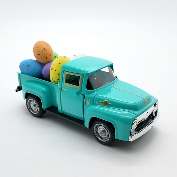 Gaiwos Easter Metal Truck Decor 6.5 inches, Easter Vintage Farm Pickup Truck with Eggs, Mini Metal Diecast Farmhouse Pickup, Easter Decor for Party Home Kitchen Tabletop