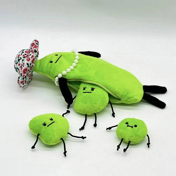 Gaiwos Green Secret Staycation Edamame Family Plush 12.2 inches, Edamame Family Stuffed Animals, Soft Plush Pillow for Home Bedroom Birthday for Fans
