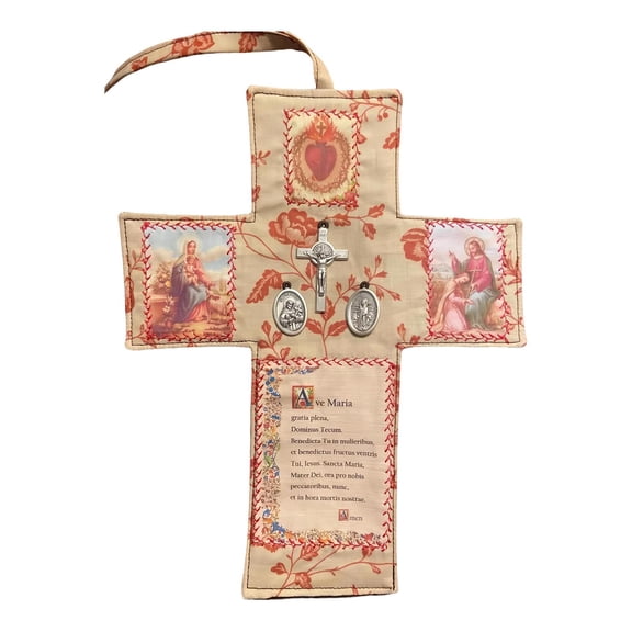 Gaiwos Handmade Portable Catholic Altar for Daily Prayer & Devotion, Christian Faith Companion with Cross Inside Scripture, Saint Images Folding Pocket Shrine, Travel Baptism Prayer Kit