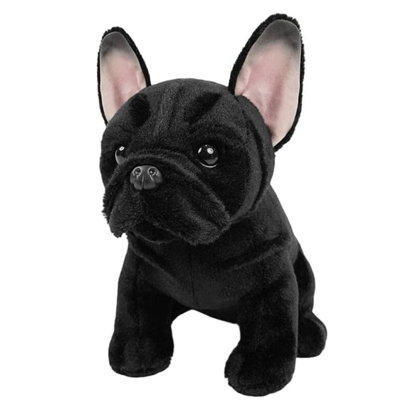 Gaiwos Lifelike Frenchie Dog Stuffed Animal 8.6 inches, Realistic Black Bulldog Plush Doll with Pink Ears, Puppy Plushies Toy Funny Gifts for Boys Girls
