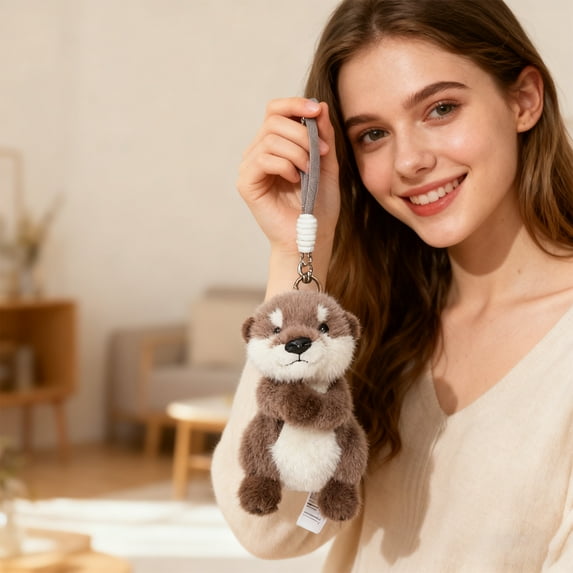 Gaiwos Otter Plush Keychain 6 inches, Adorable River Otter Stuffed Animal Standing Prayer Toy, Fluffy Soft Kawaii Plushy Home Decor Birthday Gift for Kids Teens Adults