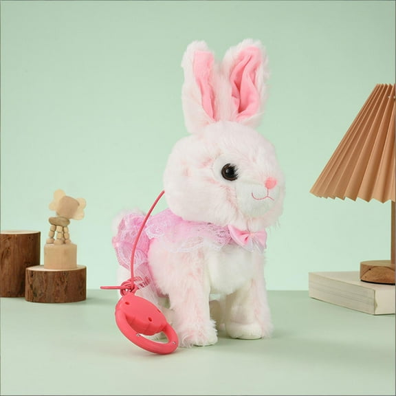 Gaiwos Robot Bunny Lifelike Plush Toys 11.8 inches, Interactive Cute Suffed Animal Pets Like Alive Bunny Toy, Easter Gifts with Remote Control Leash for Kids and Bunny Lover