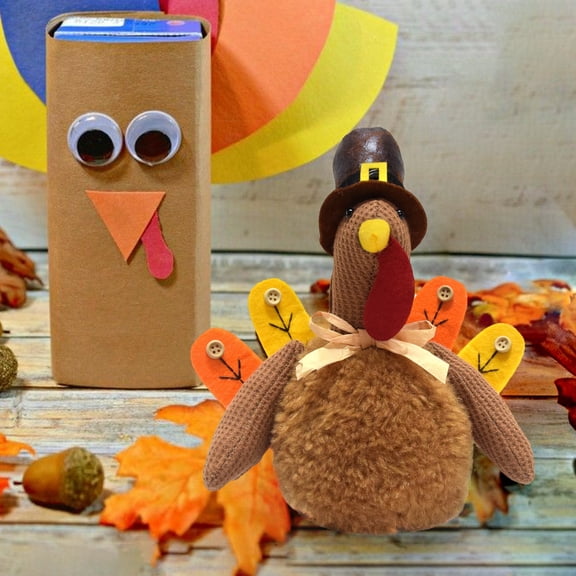 Gaiwos Thanksgiving Turkey Stuffed Animal 8.6 inches, Fall Turkey Plush Toys, Autumn Harvest Gifts, for Thanksgiving Home Party Tabletop Shelf Indoor Holiday Decorations