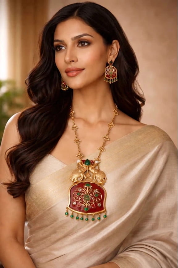 Gajraaj Kundan Meenakari Viraasat Set With Natural Stone | Premium Heritage Imitation Jewelry | Gold Plated Traditional Wedding & Party Use Jewelry For Women