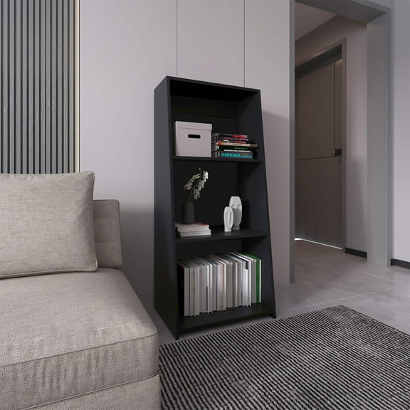Gakona Bookcase 3 shelves Black Wengue Engineered Wood