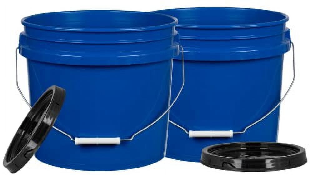 Gal Blue Plastic Buckets Food Grade BPA Free Pails With Lids Pack Of