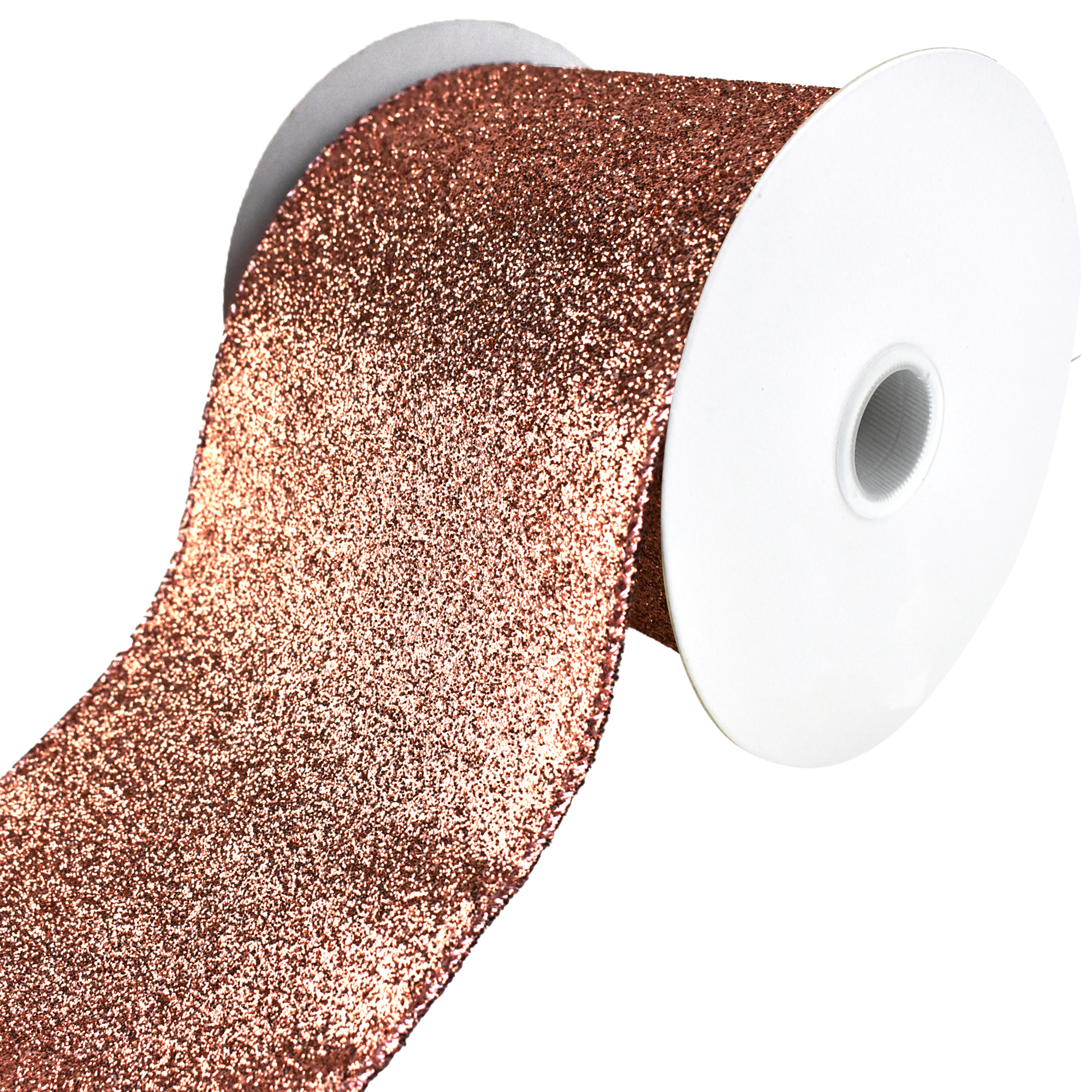 Gala Glimmer 100% Polyester Wired Edge Christmas Ribbon, Rose Gold, 4 ...