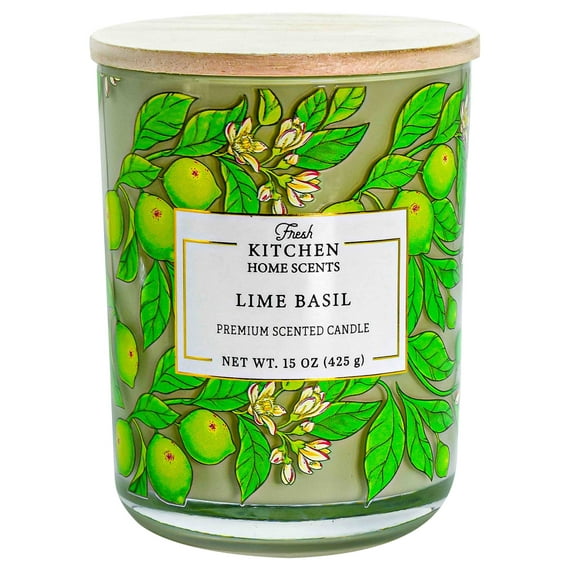 Gala Group Fresh Kitchen Home Scents 2-Wick Candle Lime Basil Scent, 15 oz