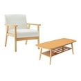 thumbnail image 1 of Benjara Gala Modern Chair and Coffee Table Set, Padded Seating, Beige Fabric, Wood, 1 of 5
