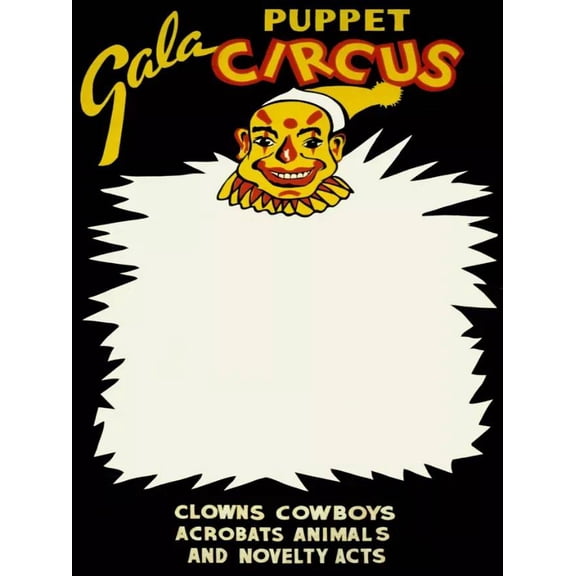 Gala Puppets Circus Decor Poster. Fine Graphic Art. Wall Interior Design. 24 x 36 Inch Poster