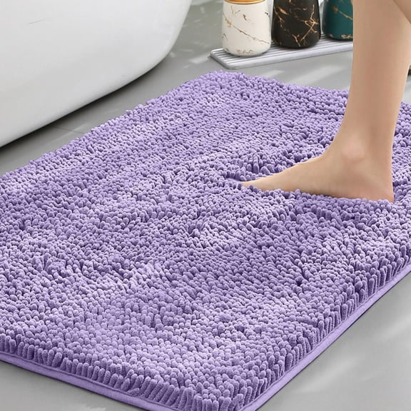 GalaGab Bathroom Floor Mat with Thick Chenille Anti Slip Pad, Quick Drying, Machine Washable, Suitable for Cats, Dogs and Pets, Suitable for Various Scenarios, 16"×24",Lavender