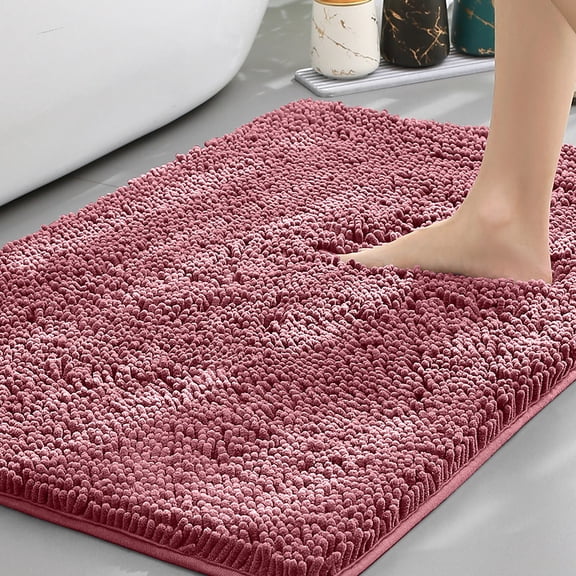 GalaGab Bathroom Floor Mat with Thick Chenille Anti Slip Pad, Quick Drying, Machine Washable, Suitable for Cats, Dogs and Pets, Suitable for Various Scenarios, 16"×24",Rose