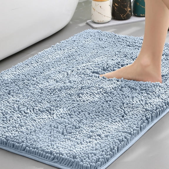 GalaGab Bathroom Floor Mat with Thick Chenille Anti Slip Pad, Quick Drying, Machine Washable, Suitable for Cats, Dogs and Pets, Suitable for Various Scenarios, 20"×32",Light Blue