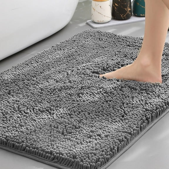 GalaGab Bathroom Floor Mat with Thick Chenille Anti Slip Pad, Quick Drying, Machine Washable, Suitable for Cats, Dogs and Pets, Suitable for Various Scenarios, 16"×24",Dark Grey