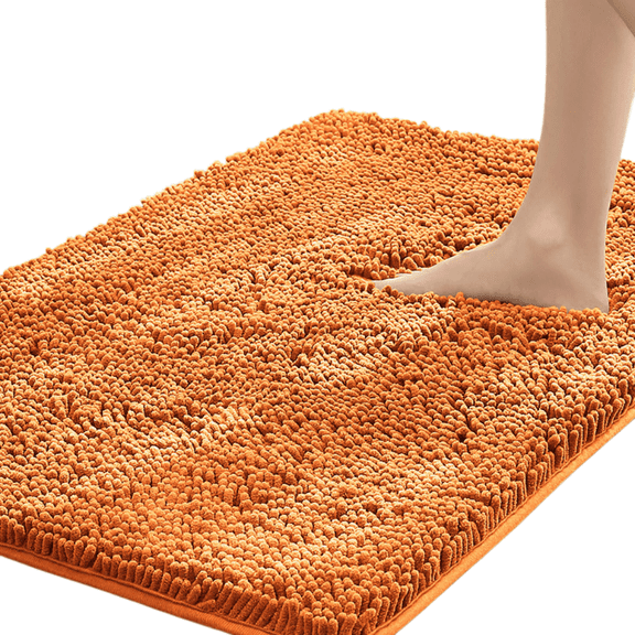 GalaGab Bathroom Floor Mat with Thick Chenille Anti Slip Pad, Quick Drying, Machine Washable, Suitable for Cats, Dogs and Pets, Suitable for Various Scenarios, 20"×32",Orange
