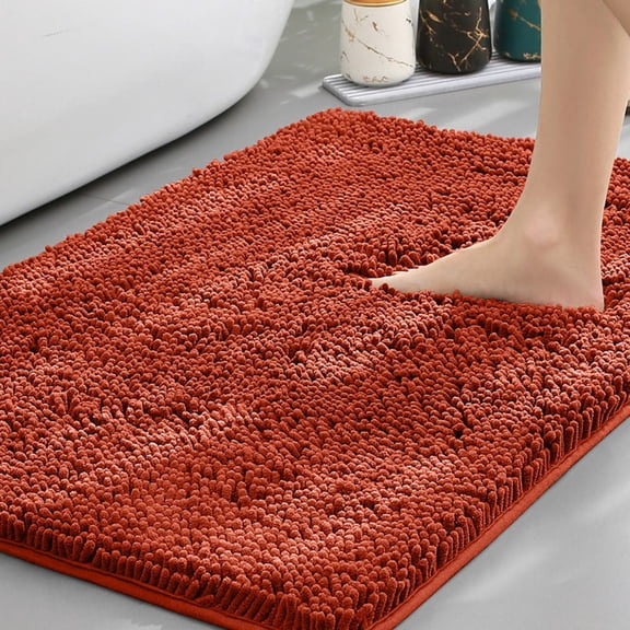 GalaGab Bathroom Floor Mat with Thick Chenille Anti Slip Pad, Quick Drying, Machine Washable, Suitable for Cats, Dogs and Pets, Suitable for Various Scenarios, 16"×24",Dark Orange