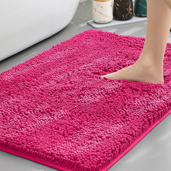GalaGab Bathroom Floor Mat with Thick Chenille Anti Slip Pad, Quick Drying, Machine Washable, Suitable for Cats, Dogs and Pets, Suitable for Various Scenarios, 16"×24",Magenta