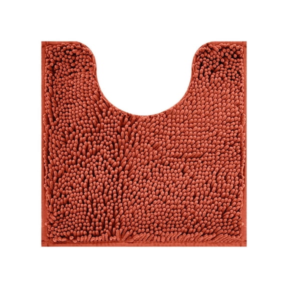 GalaGab Bathroom Floor Mat with Thick Chenille Anti Slip Pad, Quick Drying, Machine Washable, Suitable for Cats, Dogs and Pets, Suitable for Various Scenarios, 20"×20" U-shaped,Dark Orange