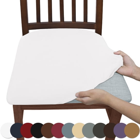 GalaGab Solid Color Printed Universal Chair Cover, Four Season Washable, Simple and Versatile Dining Chair Seat Cushion Cover, 1/4/6 Set Optional