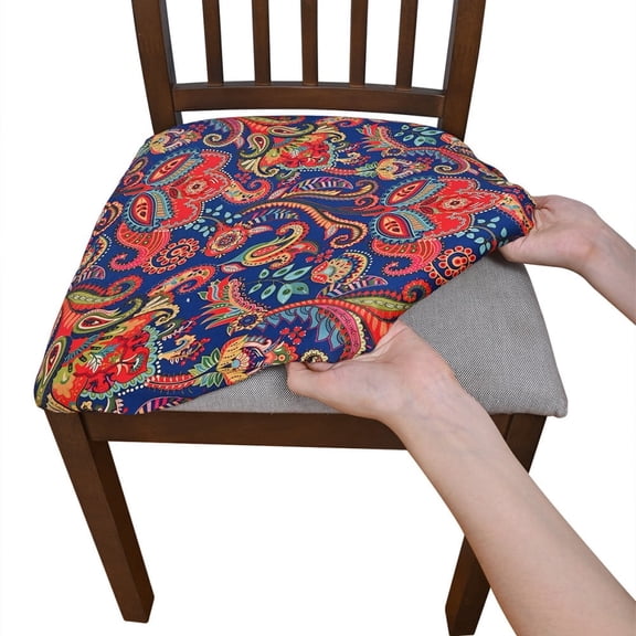 GalaGab Solid Color Printed Universal Chair Cover, Four Season Washable, Simple and Versatile Dining Chair Seat Cushion Cover, 1/4/6 Set Optional