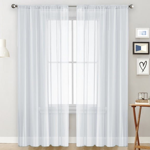 GalaGarb Curtains 2 Pcs Set, Rod Pocket Solid Voile Panel Drapery for Bedroom/ Guest Room/ Patio Door/Wedding/Backdrop /Living Room