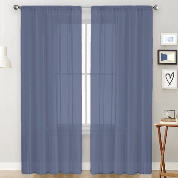 GalaGarb Curtains  2 Pcs Set, Rod Pocket Solid Voile Panel Drapery for Bedroom/ Guest Room/ Patio Door/Wedding/Backdrop /Living Room
